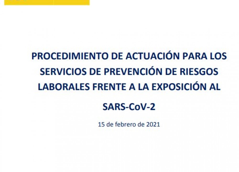 Procedimiento de actuación para los servicios de prevención de riesgos laborales frente a la exposición al SARS-CoV-2
